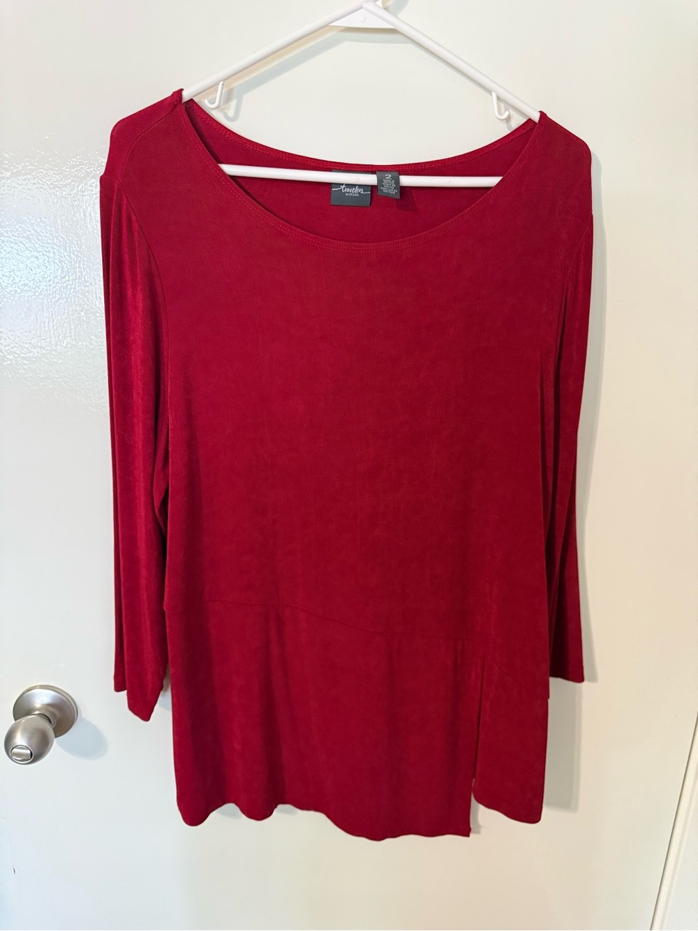 Chico's Rich Red Scoop Neck Long Sleeve Top - Picture 1 of 4